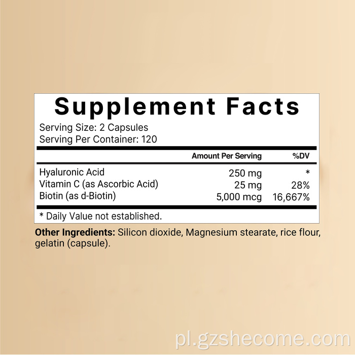 Organiczne hialuronowe kapsułki kwasowe Wspieranie zdrowia